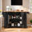 Rolling Kitchen Island With Wood Drop Leaf, Power Outlet, 4 Door Shelves, Embossed Vertical Stripe Design, 6 Deep Drawers, Spice Rack And Towel Rack-622084292
