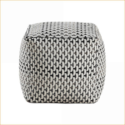 Ottoman Square Modern Jacquard Fabric Footstool Non-Slip Extra Seating | Multicolor | Textile
