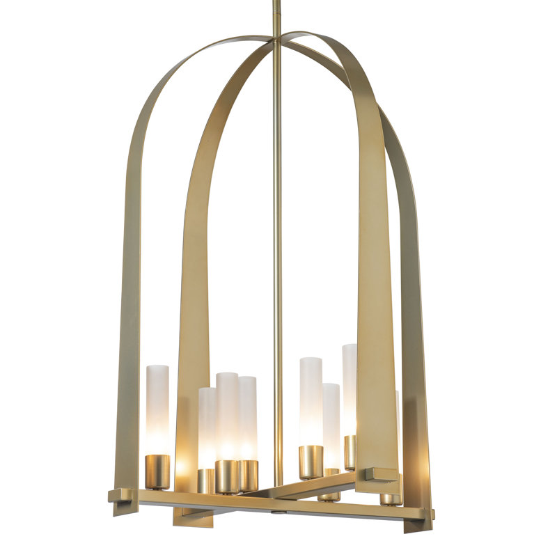 Triomphe 8 - Light Lantern Geometric Chandelier, Modern Brass