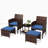 5 Pieces Outdoor Wicker Patio Conversation Set With Cushions And Ottoman-855094273