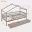 Lit simple en bois avec deux tiroirs-498944806