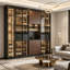 Ensemble de buffet et armoire à vin de luxe 110,24 "avec lumières à DEL intégrées, ensemble de 4 pièces