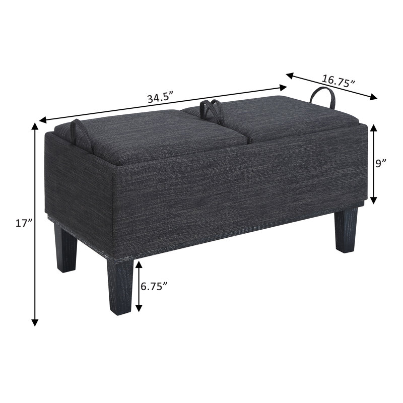 Esmee 34.5'' Wide Rectangle Storage Ottoman with Reversible Tray