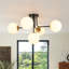 5-light Symmetrical Frosted Glass Semi-flush Mount