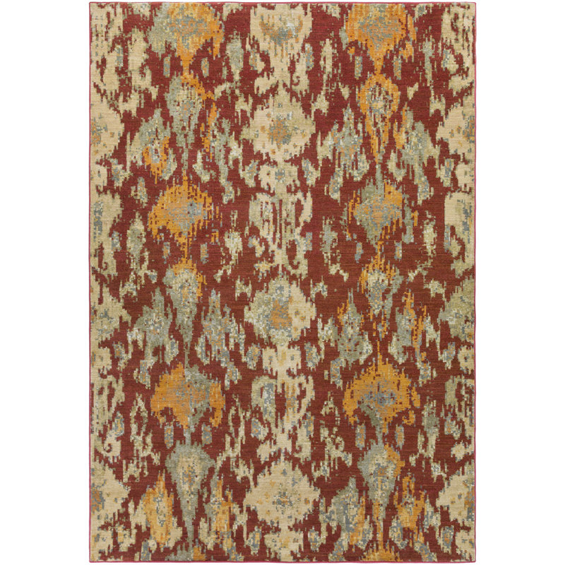 Tapis brun / gris Conyngham Ikat, Rectangle 8 pi 10 po x 12 pi 9 po