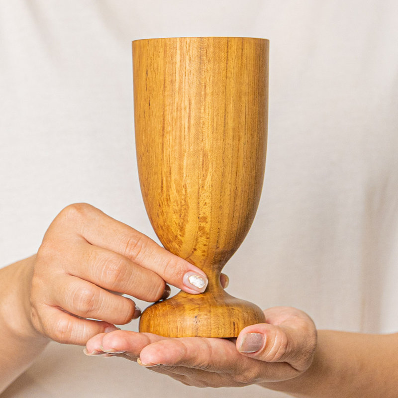 10 oz Verre à vin simple en bois de teck, 2