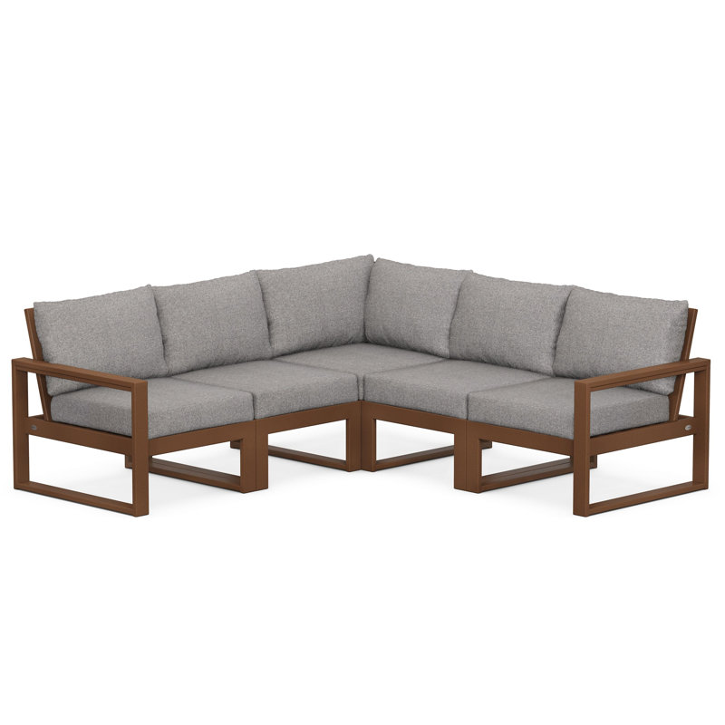 EDGE 5 - Person Seating Group with Cushions, Weathered Tweed, Teak