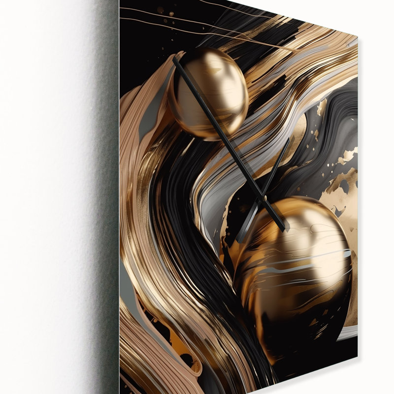 Jalaycia - Horloge murale moderne en marbre abstrait, H 28 po x l 12 po