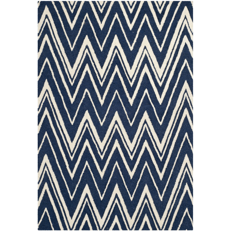 Saxmundham Chevron Wool Hand Woven Area Rug, Rectangle 122 x 183 cm