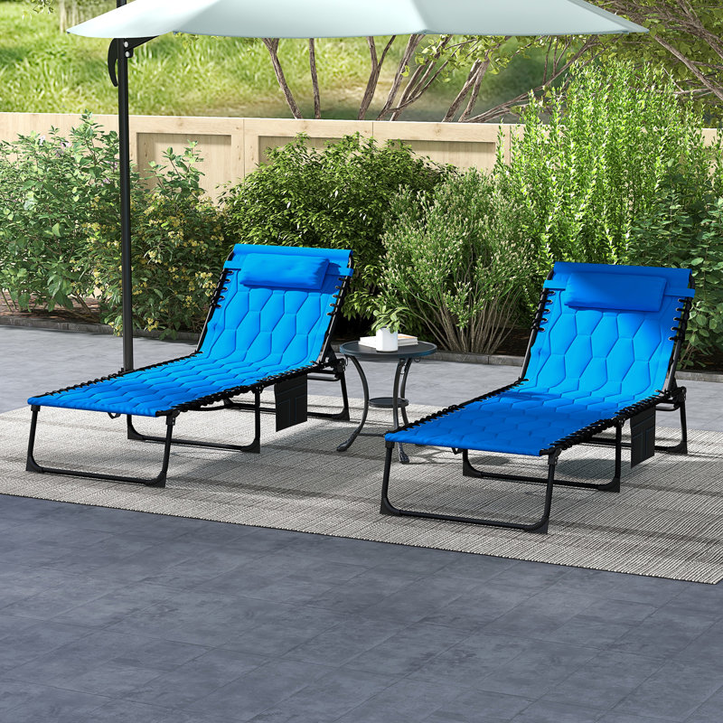 Ensemble de chaise longue pliante Outsunny avec dossier inclinable à 5 niveaux