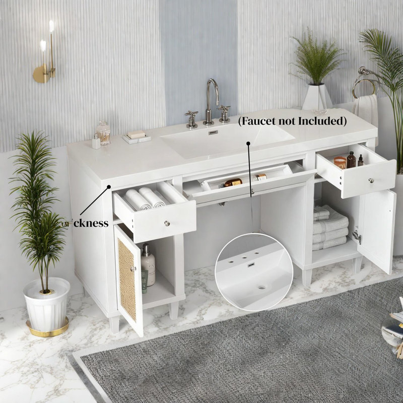 Meuble-lavabo moderne moderne conforme à Ada avec meuble-lavabo et lavabo à rangement en bois massif