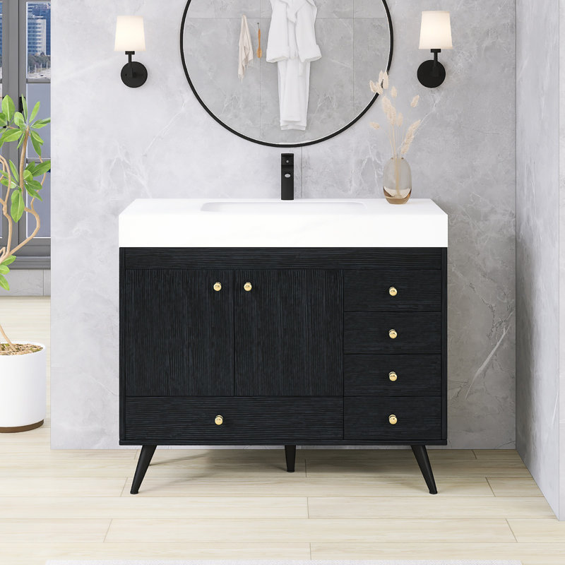 Ensemble de meuble-lavabo autoportant 36 po avec comptoir en faux marbre 36 po, Blanc