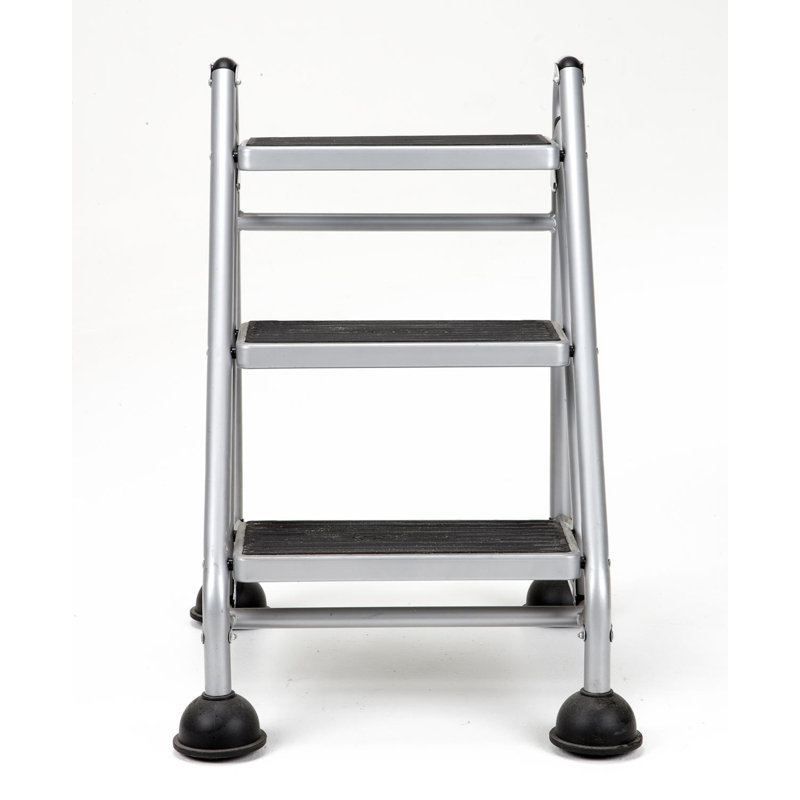 Cosco Platinum & Black 3-Step Rolling Step Stool with Secure Tread