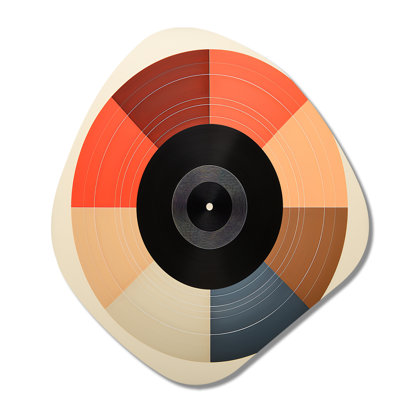 Coloré rétro vinyle IV - art de disques vinyle de forme unique, sculpture murale asymétrique en métal