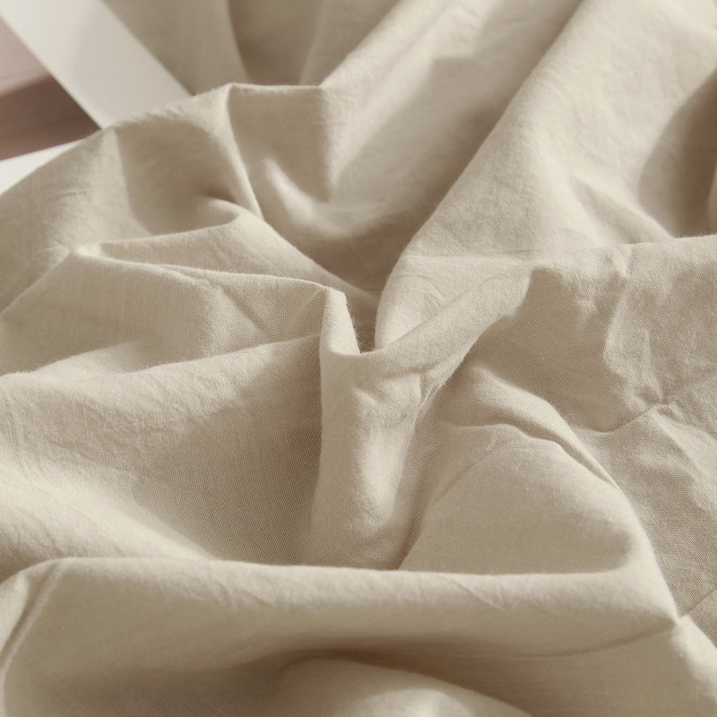 Ensemble de housse de couette douce en coton délavé Boho, Brun clair beige