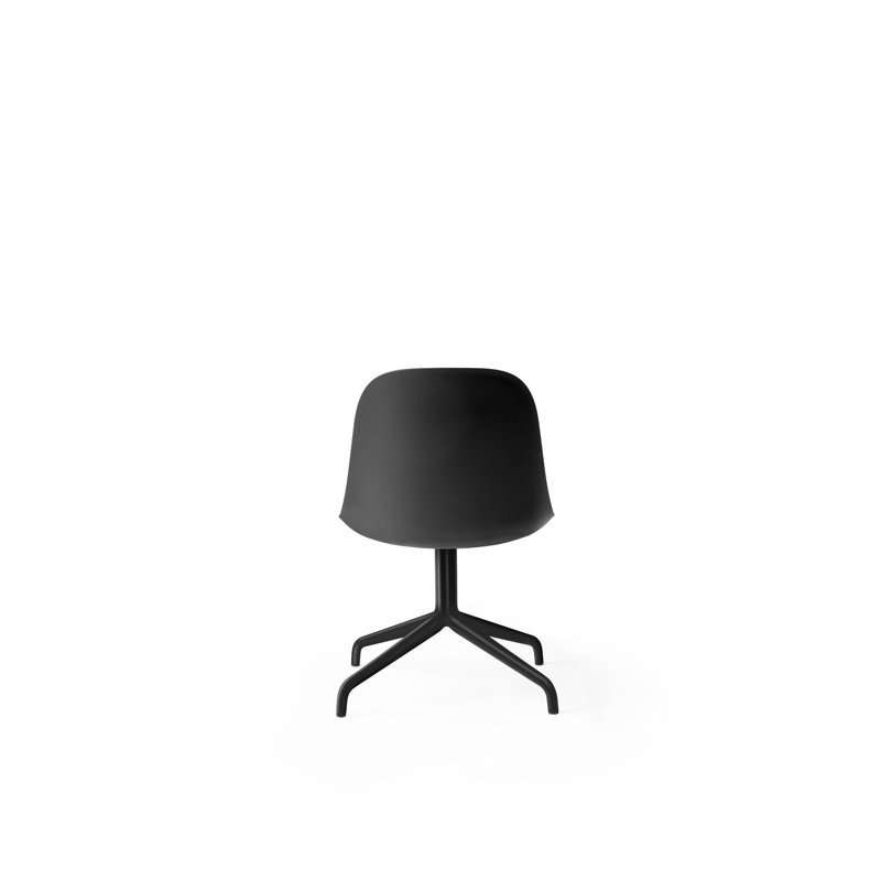 Harbour Swivel Task Chair, Dakar 0842 Black Genuine Leather, Polished Aluminum
