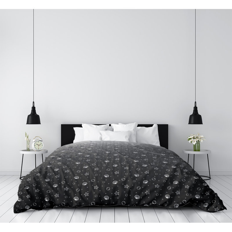 Housse de couette Katelyn Elizabeth, Housse de couette pour très grand lit, Polyester brossé, Gris cendre / noir