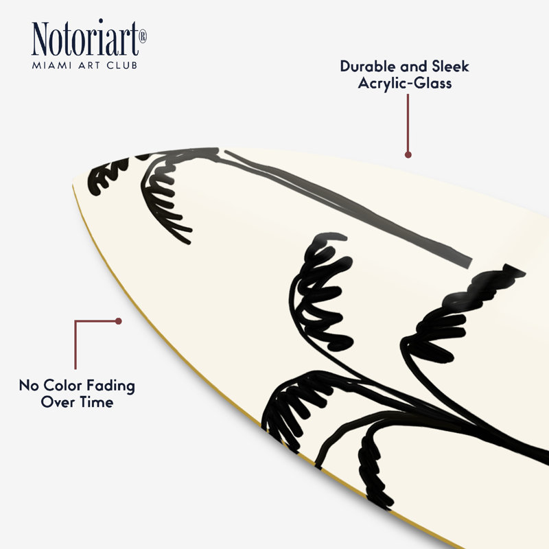 «Palms Minimalist Surfboard», art mural côtier par Notoriart