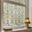 Film de vitrail 3D, film d'intimité pour fenêtre décorative pour salle de bain, porte d'entrée, maison, contrôle de la chaleur bloquant le soleil, adhérence statique, ferronnerie dorée 17,5 po x 47,24 po
