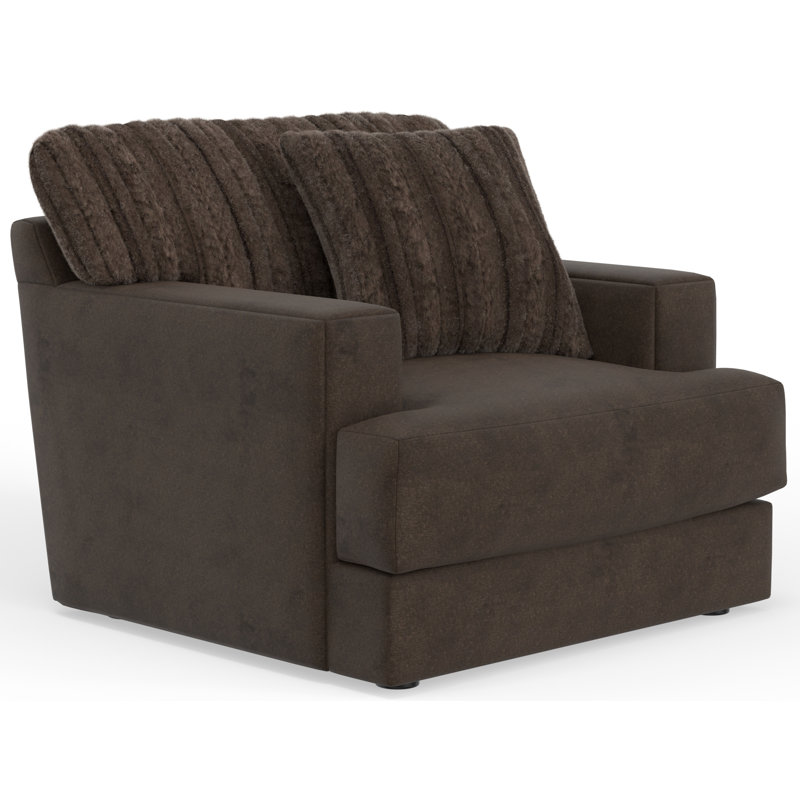 Chaise Jahaira avec tissu en fausse fourrure ultra doux et assise coussinée Cuddler, Polyester brun