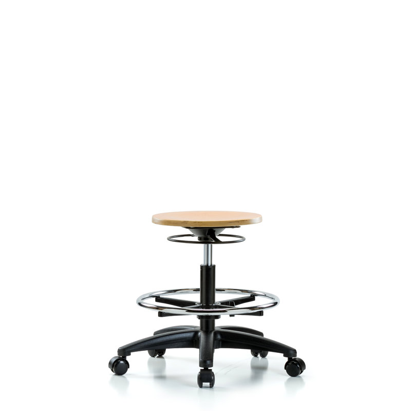 Beatriz Adjustable Height Ergonomic Lab Stool with Footring Pedestal Base, Casters