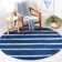 Gonde Hand Tufted Wool/Viscose Striped Rug in Navy