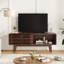 Meuble télé Mid-Modern Century pour téléviseur de 59 po ou moins avec porte coulissante et armoire de rangement, idéal pour le salon et la chambre à coucher-55030699
