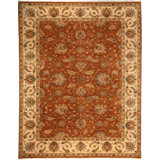 Wool Oriental Area Rug in Rust/Beige