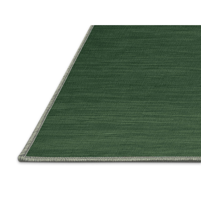 Machine Washable Solid Green Area Rug, Rectangle 2' x 3'