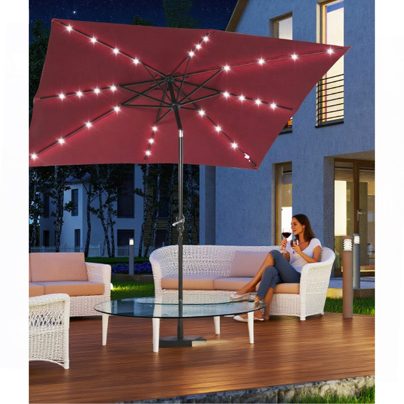 Parasol solaire Sun, parasol de patio éclairé, Rouge