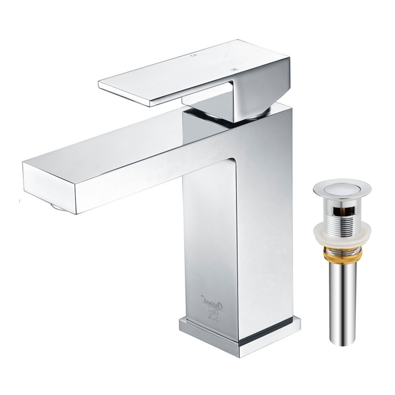 Robinet de salle de bain à un trou avec ensemble de bonde, robinet de salle de bain à poignée simple avec bouchon de bonde escamotable