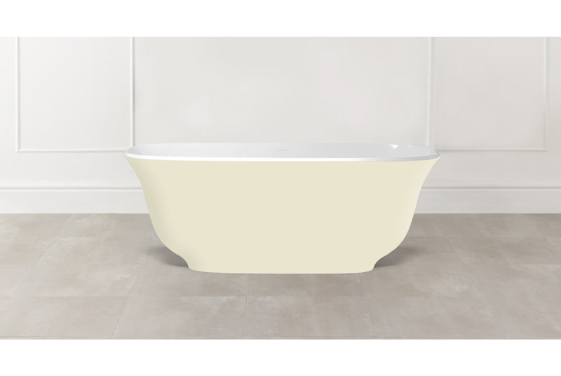 Amiata 64.75 in. L Freestanding Soaking Tub, Matte White/Matte Oyster White