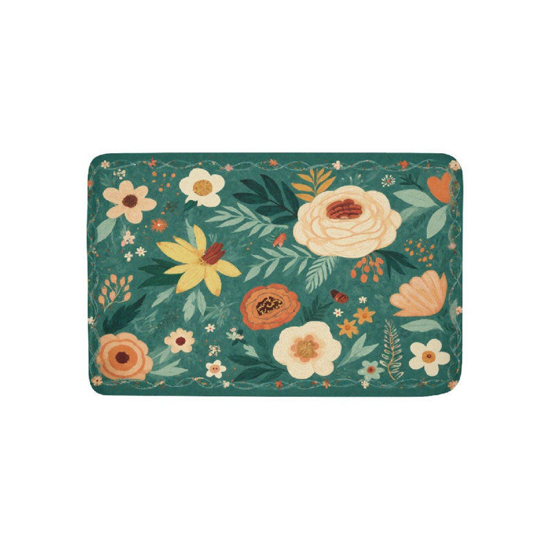 Tapis de bain rétro à motifs floraux, 36 x 24 po