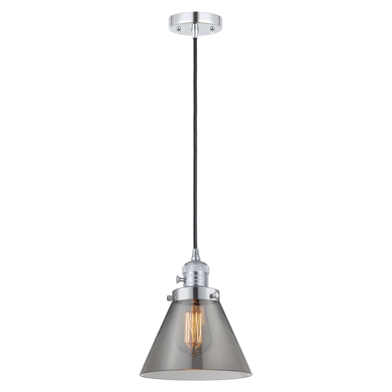 Angjelina 1 - Light Single Globe Pendant, Polished Chrome, 129"H x 7.75"W x 7.75"D, Plated Smoke