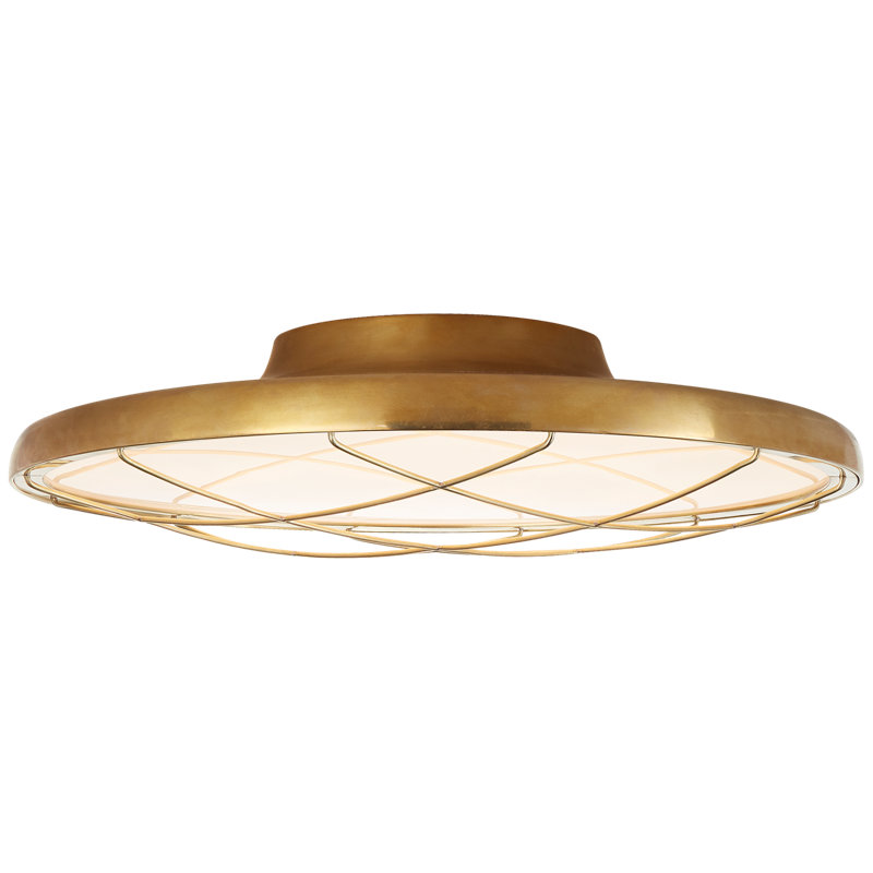 Peter Bristol Dot Caged Flush Mount, Natural Brass, 3.5" H x 13.75" W x 13.75" D