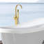 Robinet de baignoire en métal avec douche à main autoportante de conception dorée et élégante, brossé
