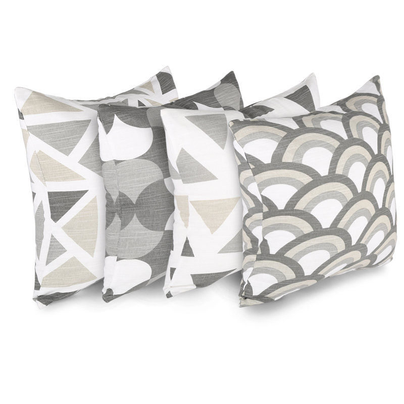 Theon Geometric Multicolor Square Cushion Cover, Grey