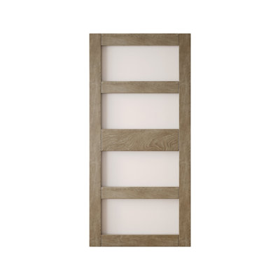 Homacer Classic Gray 48in x 84in 4-Lite Glass Design Unassembled & Finished Barn Door, interior use only