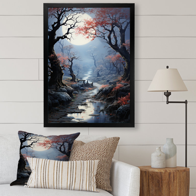 Moonlit Shadows In Winter V sur impression sur toile, Cadre photo noir simple, H 32 po x l 24 po x P 1 po
