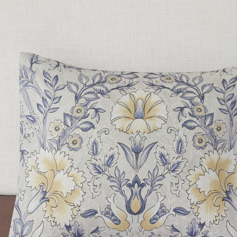 Édredon 6 pièces en coton pour grand, imprimé botanique bleu et jaune, Édredon de grande taille et 5 pièces supplément