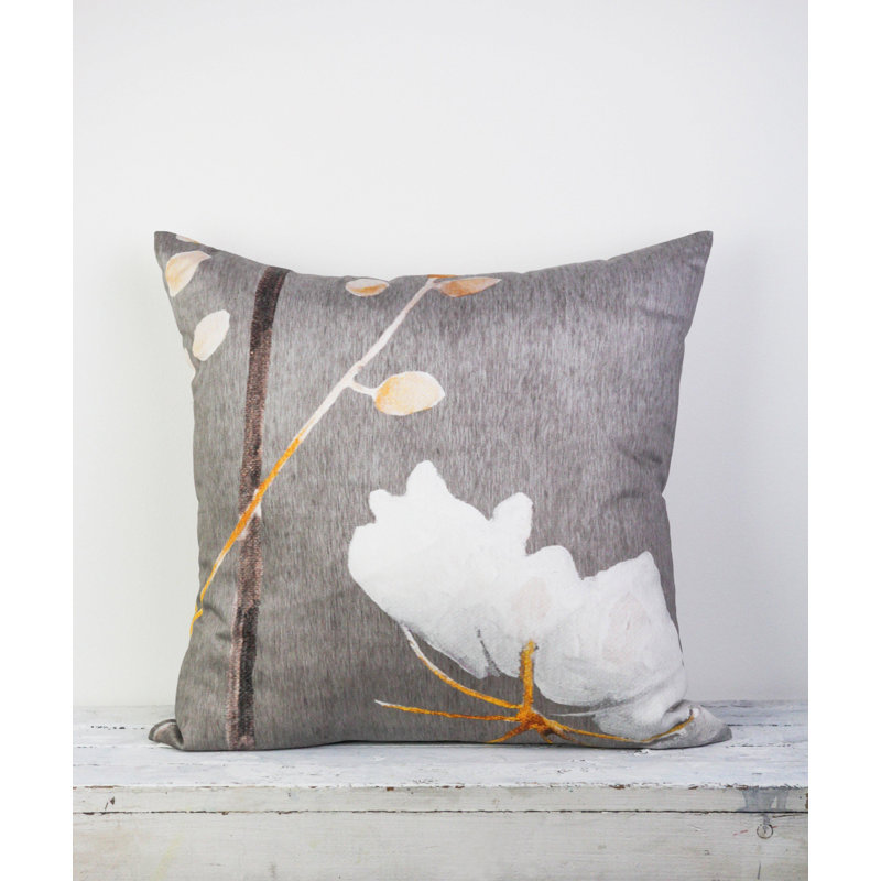 Square Pillow Cover & Insert, White/ Medium Gray