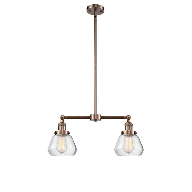 Luminaire suspendu linéaire à 2 lumières pour îlot de cuisine Chill, Transparent, Cuivre antique, Ampoule non incluse