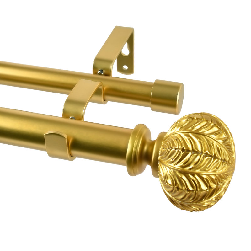 Tringle à rideaux double de 1 pouce de diamètre avec embouts sphériques, tringle à draperie télescopique ajustable robuste pour différentes pièces