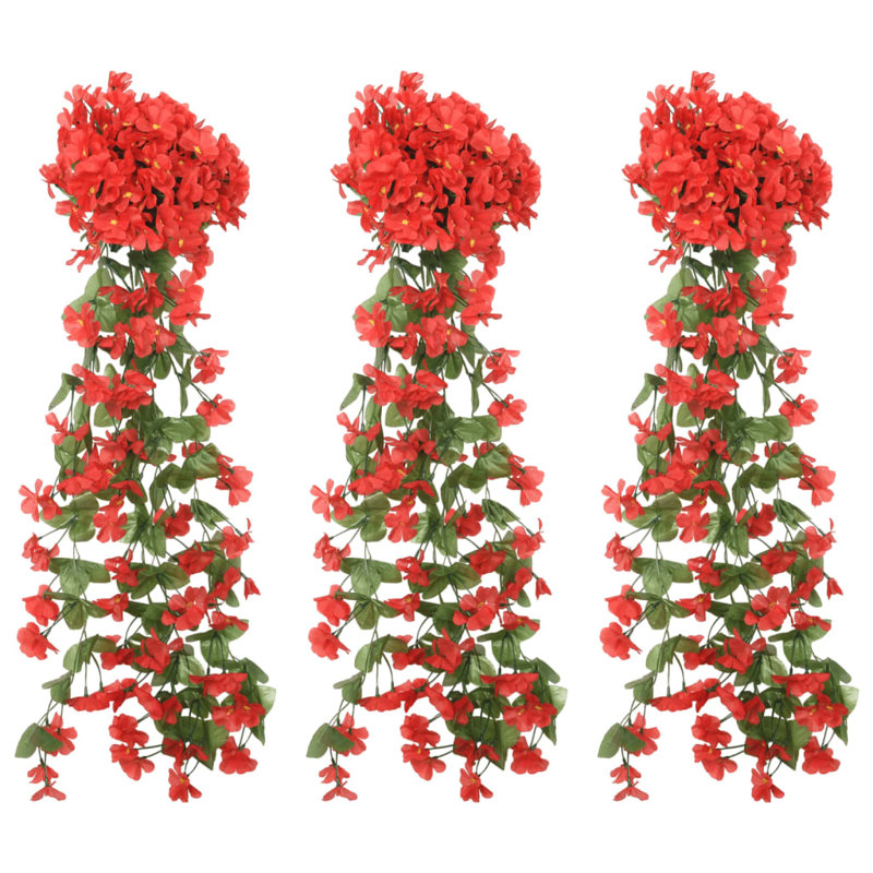 Flower Garlands 3 pcs, Red
