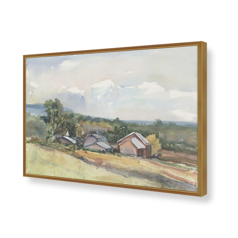 «View of Somers Mountain» par Stephen Calcasola, reproduction d'art, H 12 po x l 16 po, Doré