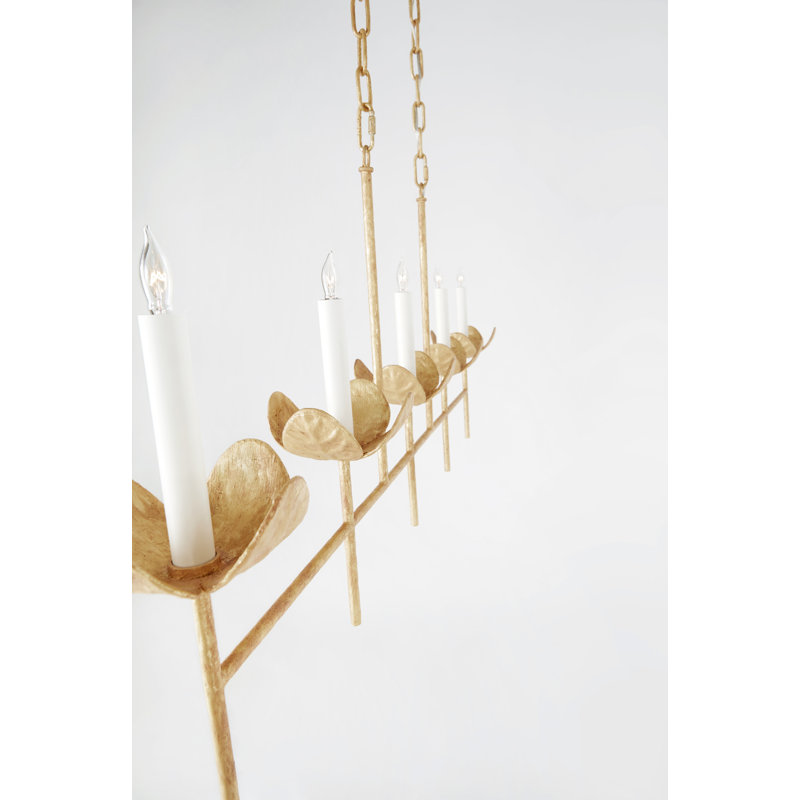 Julie Neill Illana Large Linear Chandelier, Antique Gold Leaf