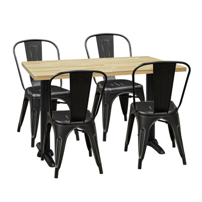Jessica 4 - Person Solid Wood Top Four Leg Dining Set
