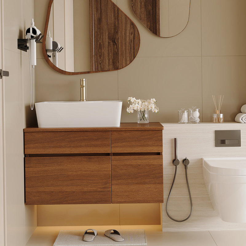 Petit meuble-lavabo flottant simple avec lavabo