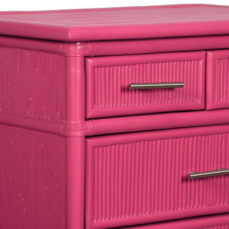 Table de chevet 4 tiroirs Bermuda, Rose vif