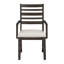 Ensemble de 2 fauteuils de salle à manger Vcy, coussin beige, dossier échelle brun espresso